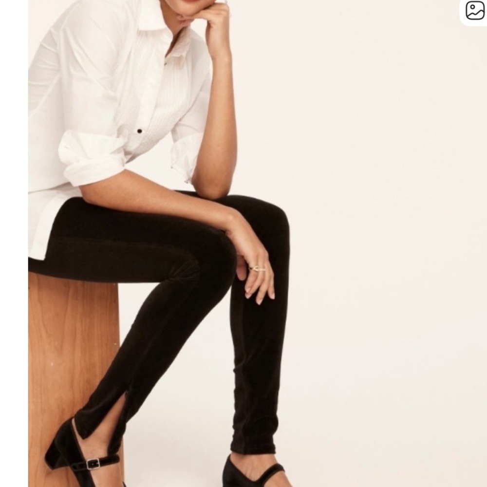 J. Crew Italian Stretch Velvet Leggings Black sz M Tall Mario Bellucci‎